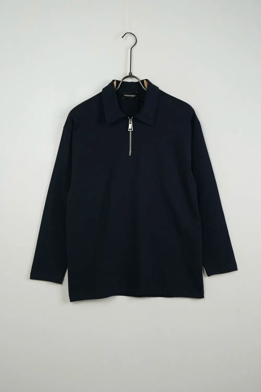 Polo blu manica lunga con zip