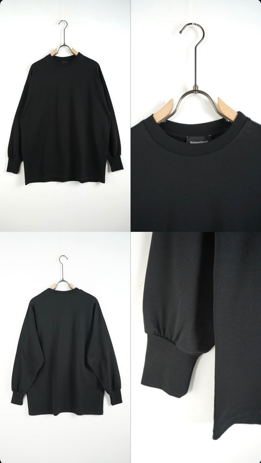 T-shirt over maniche lunghe nera, beige