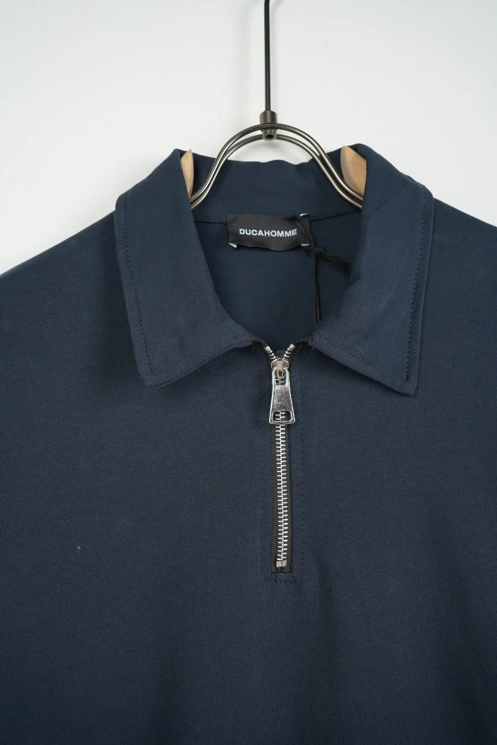 Polo blu manica lunga con zip