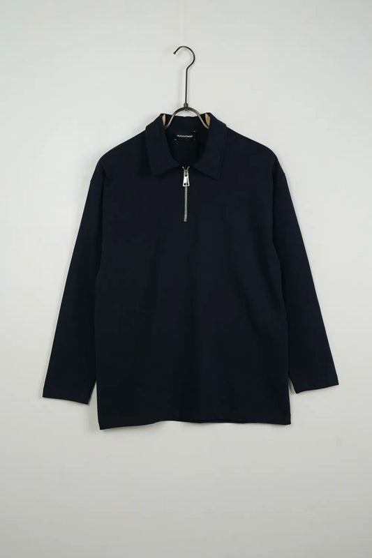 Polo blu manica lunga con zip